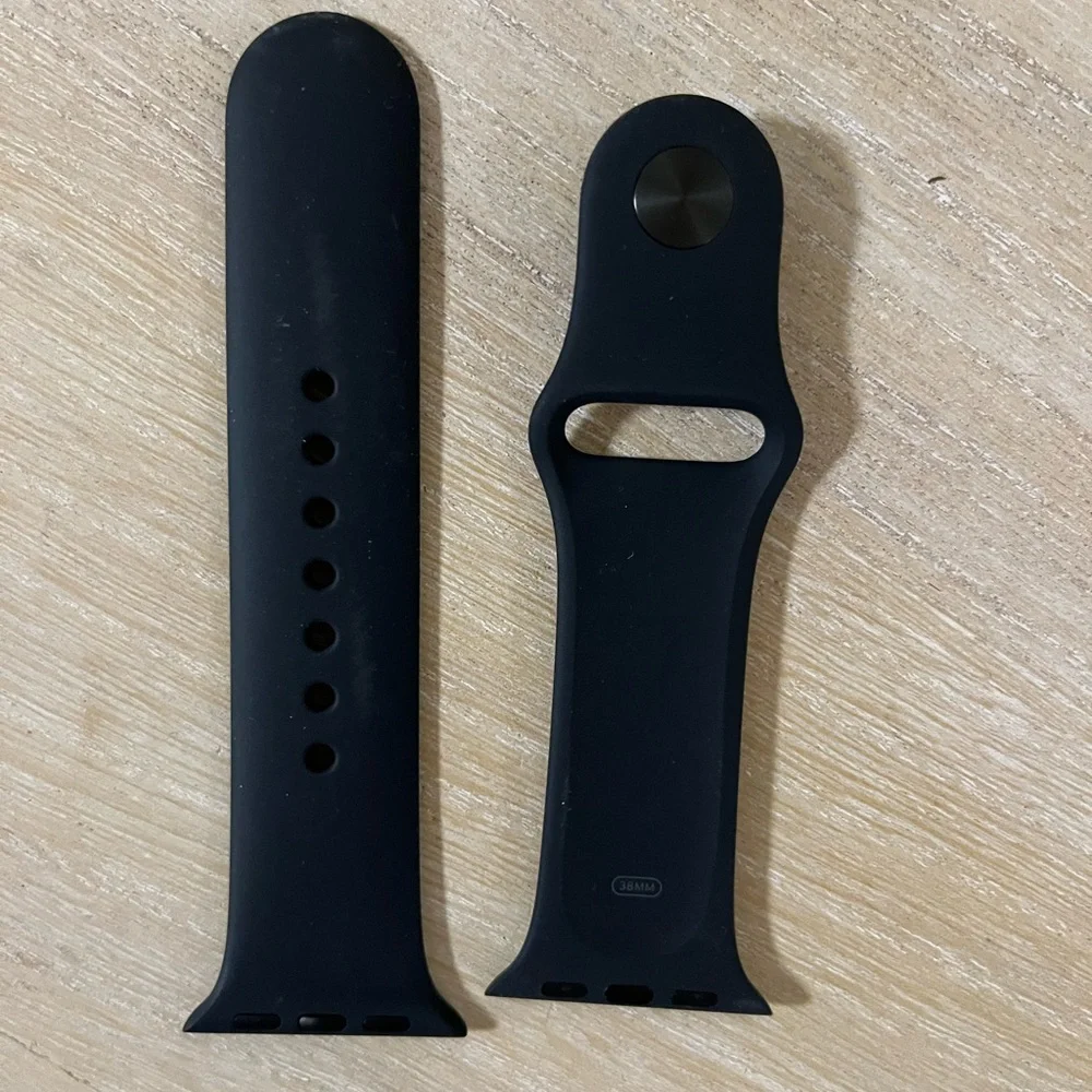 38 MM Black Silicone Watch Band